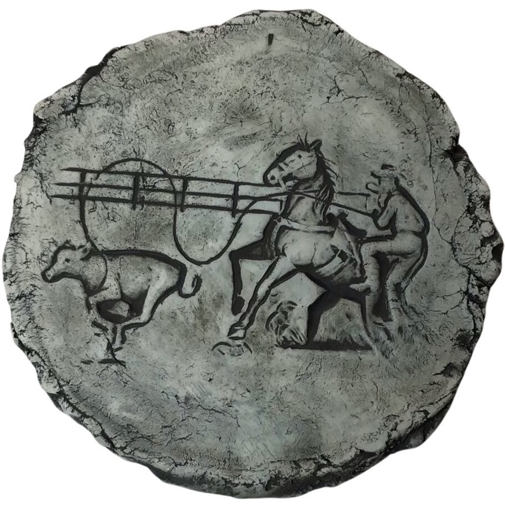 Unique Hand Carved Stone Art Wall Plaque Horse Cart Rustic Farmhouse‎ Decor